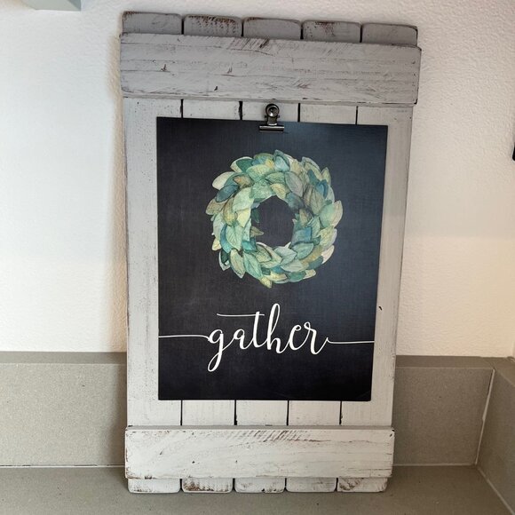 Home Decor Wooden Gray Picture Holder with Clip, 10"x17" Cottagecore - Picture 2 of 7